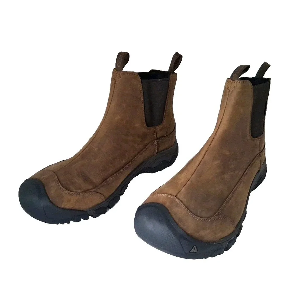 ✨KEEN Mens Size 14M Pull-On Anchorage III WP Leather Boots Earth/Mulch Insulated